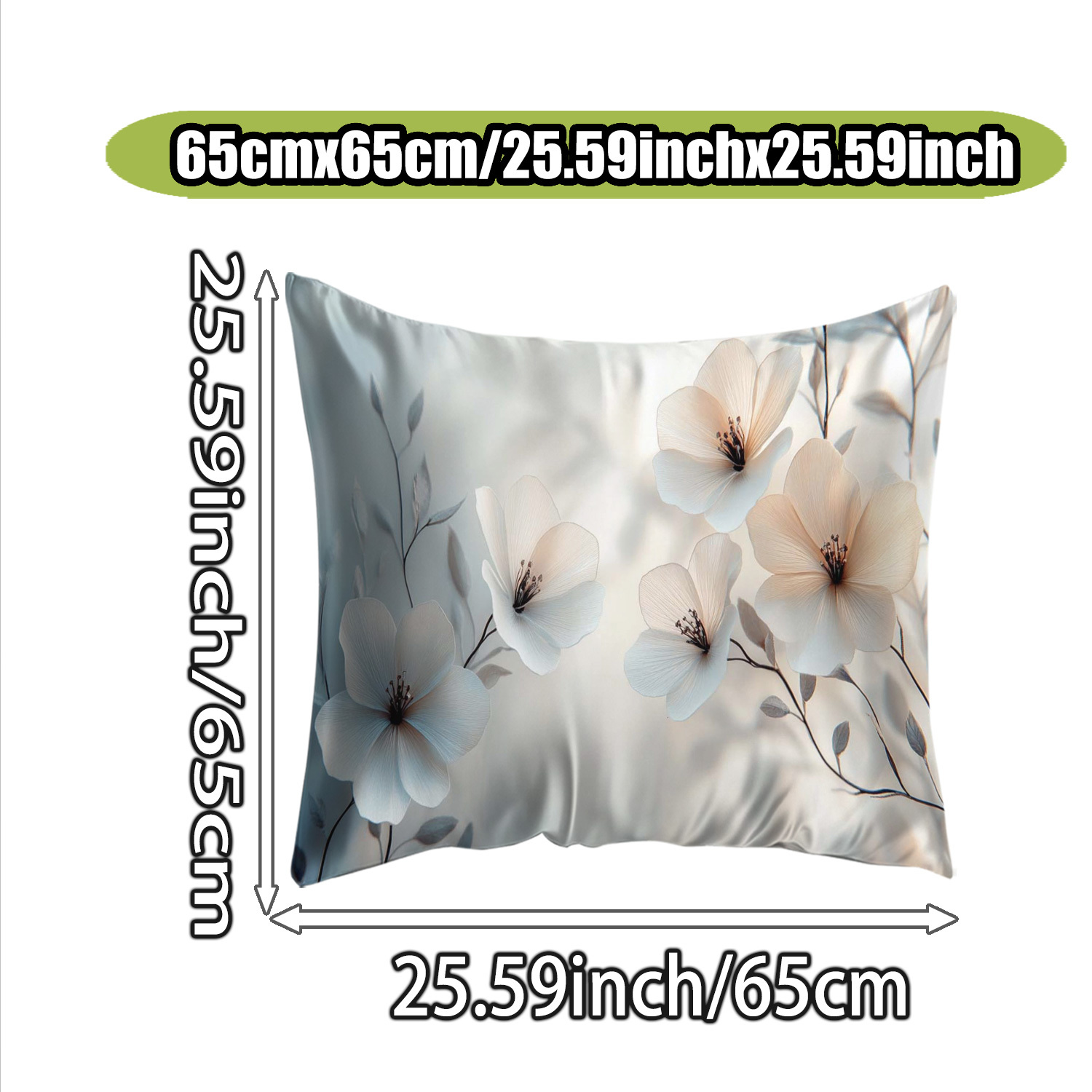TEMU 1pc Silk Pillowcase | Double-sided Floral Print, Smooth And Glossy, Hand Wash Only, Zipper Closure, Traditional Style