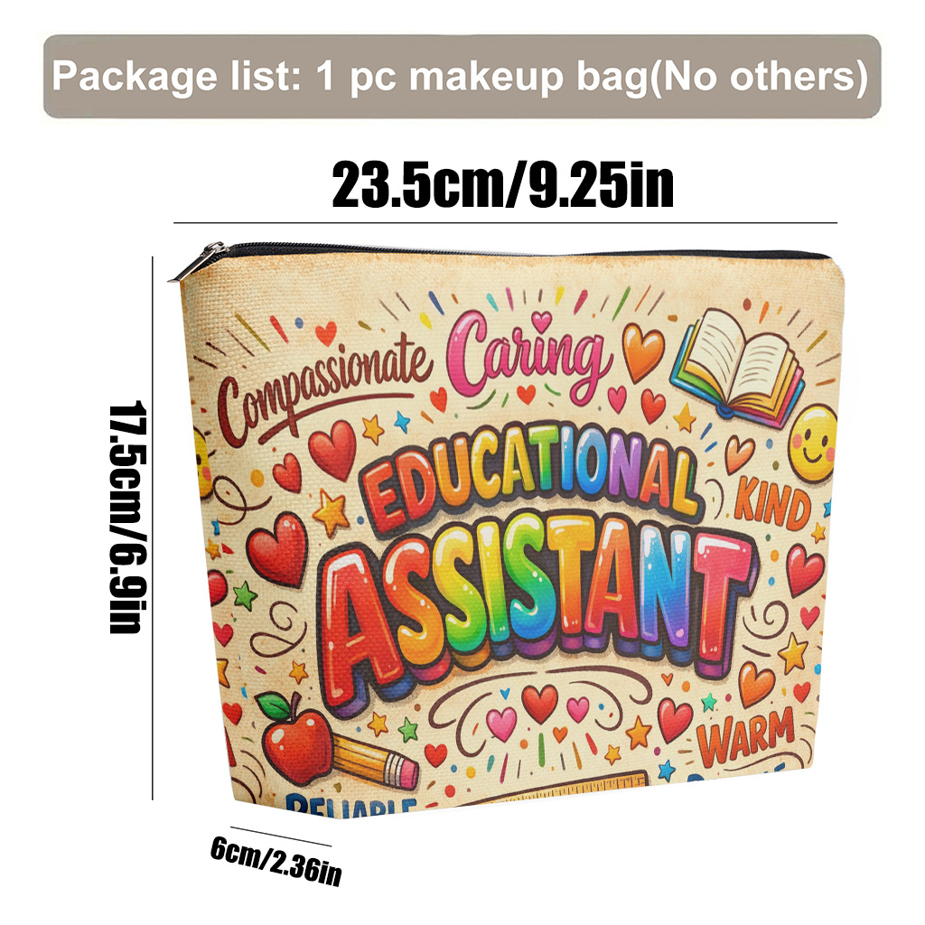 TEMU Trousse de maquillage 1 pièce, Trousse à cosmétiques légère et pliable « Assistante éducative attentionnée et fiable », Trousse de toilette de