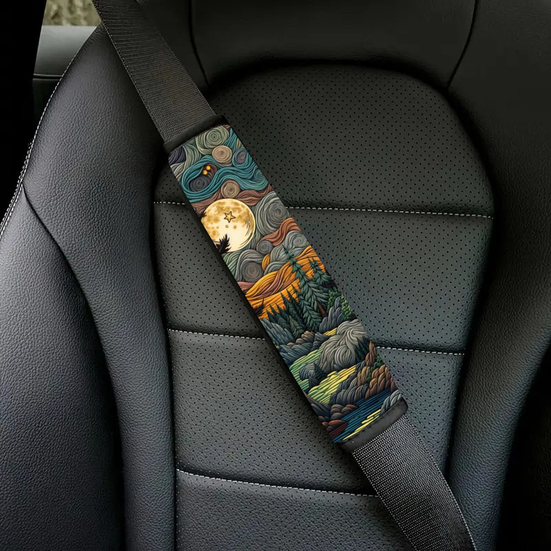 TEMU 1pc Star And Moon Themed Shoulder Pads For Car Seat Belts, Featuring An . Soft And Comfy Additions Are Perfect For Long And Compatible With For