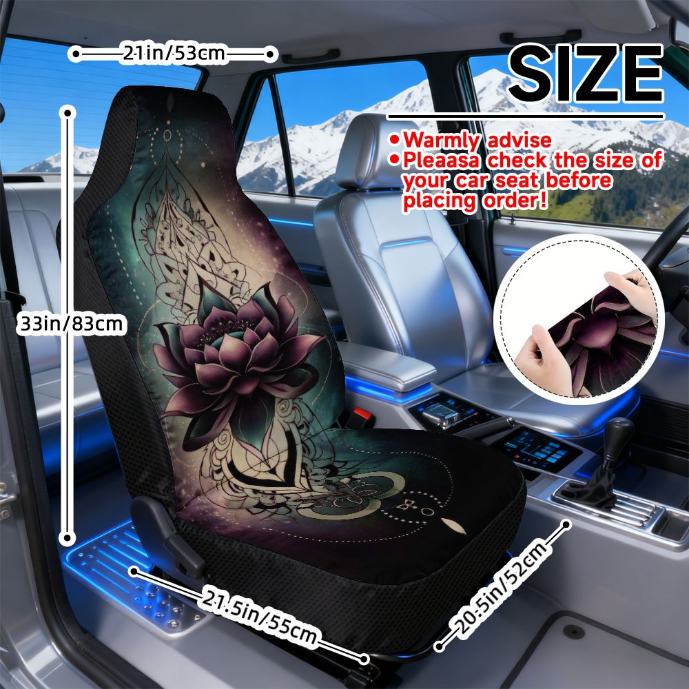 TEMU 2pcs Mandala For Lotus Car Seat Covers Fit Suitable For Driver & Passenger Seats, Front Seat Protectors With Mandala Design, Machine Washable