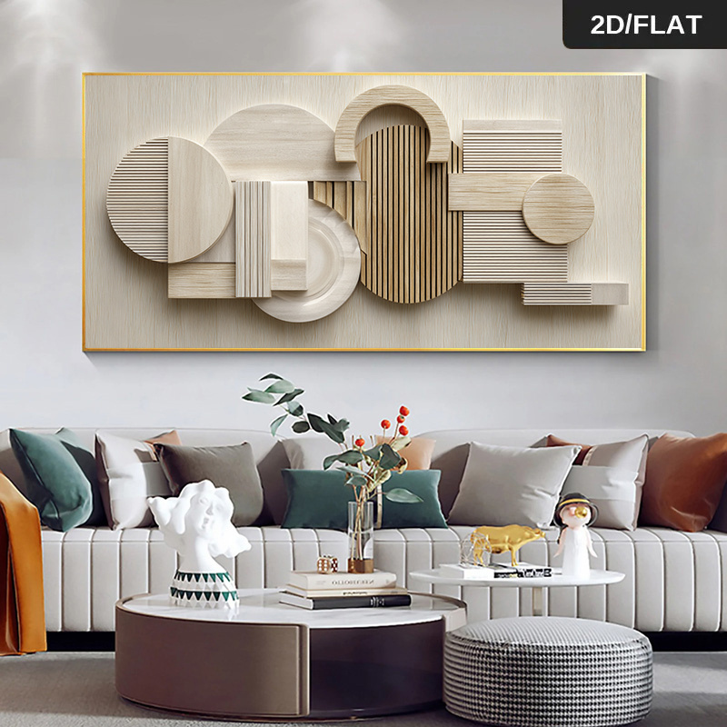 2d flat 2d flat unframed 1pc modern minimalist neutral wood   geometric graphic canvas art suitable for wooden wall   the living room unframed panel 70x140  5x54 9 inches