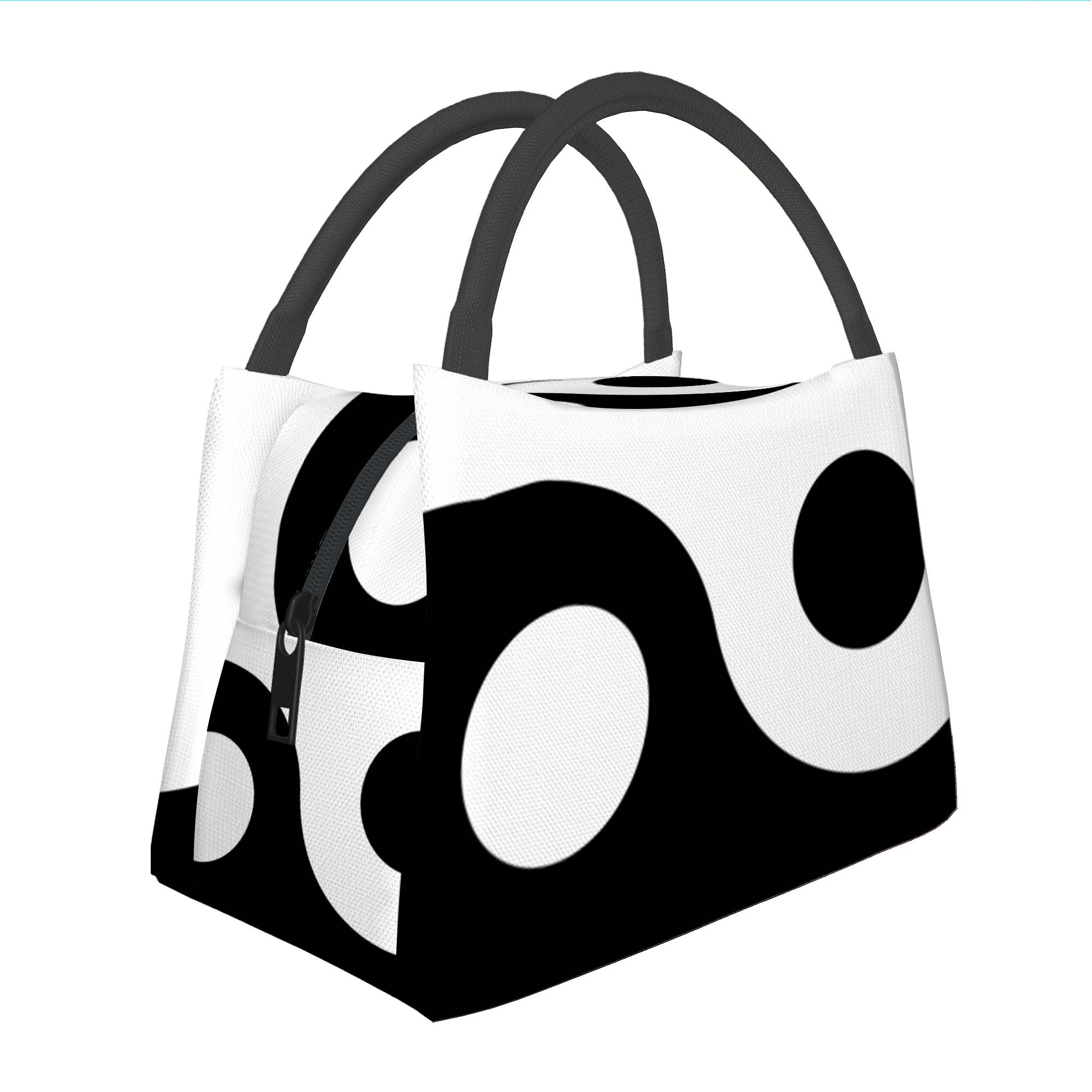 TEMU 1pc, Black And White Printed Thermal Bag Insulation Bag Insulated Bag, No Food Contact, Suitable For Home, Restaurant, Office, Unisex Portable Reusable, Insulated And Refrigerated