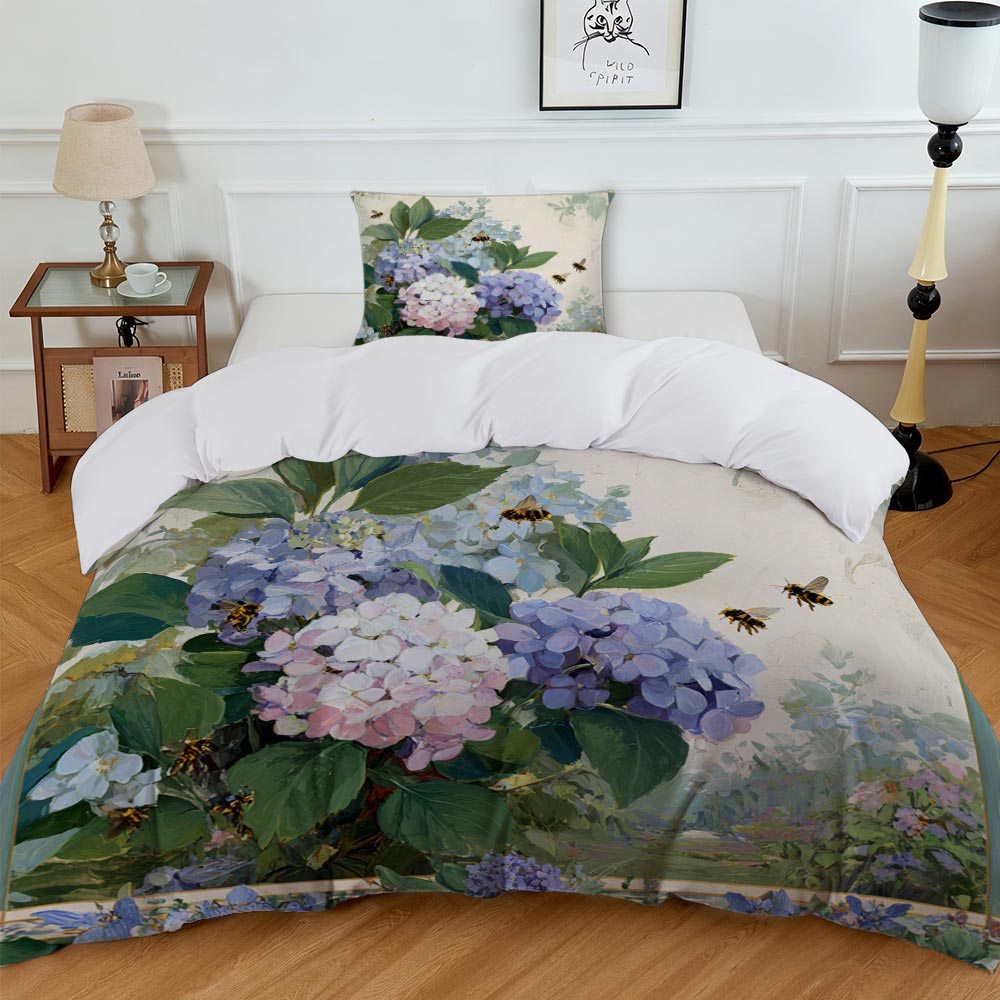 Image of Latacaca 2/3pcs 2d Flat Floral Artistic Cotton Multiple Sizes Duvet Cover Set 1 Duvet Cover + 1/2 Pillowcases Comforter Cover Bedding Decorative Bedding Bedroom Decor The Pick For Bedding, 2d Flat