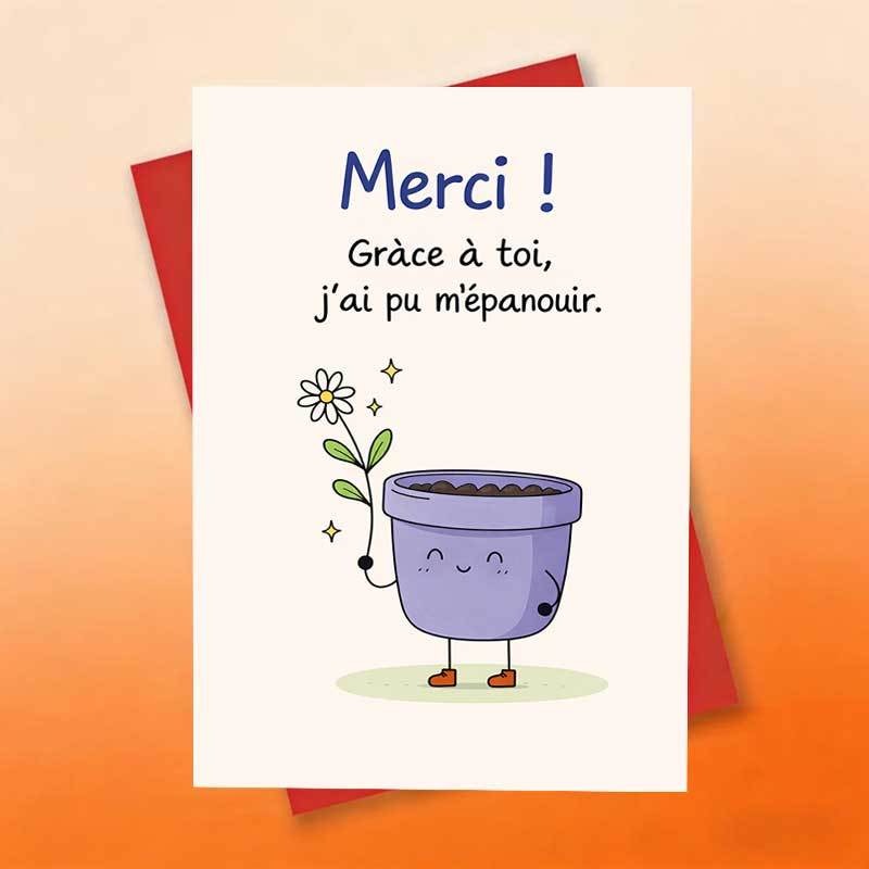 TEMU 1pc Thanks Blooming Flowerpot Card With Envelope - French Suitable For , Lovers, Colleagues, Cute Plant & Daisy Design For Valentine' Day,