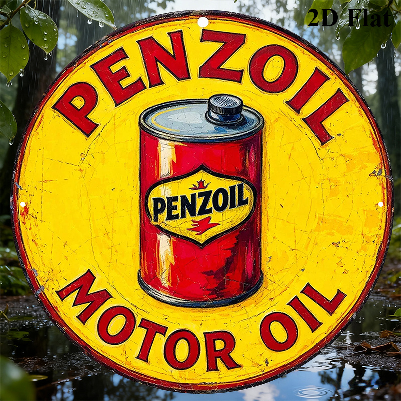 TEMU 1 PANNEAU MURAL ROND VINTAGE PENZOIL Motor Oil - Plaque Vintage, Convient pour Caverne d'Homme, Décoration d', Décoration sur le Thème de