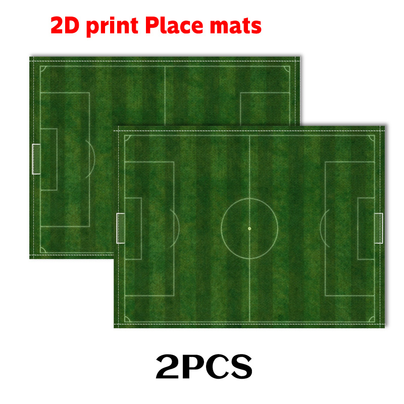 TEMU 2pcs/4pcs/6pcs Football Field Placemats (2d Print) Overlooking Field, Clear Lines Field. 11.8x17.7in - Stylish Table Setting Mat For Dining