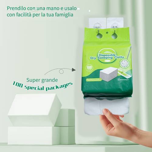 Confezione da 30, Confezione da 50, Confezione da 100 Panni Asciutti per Spazzare, Progettati per l'Uso con Macchine Spazzatrici - Panni Lavapiatti Monouso per la Pulizia e la Spolveratura dei Pavimenti, Carta Statica Monouso Ispessita per la Rimozione della Polvere, Panni per la Pulizia e Panni per la Spolveratura