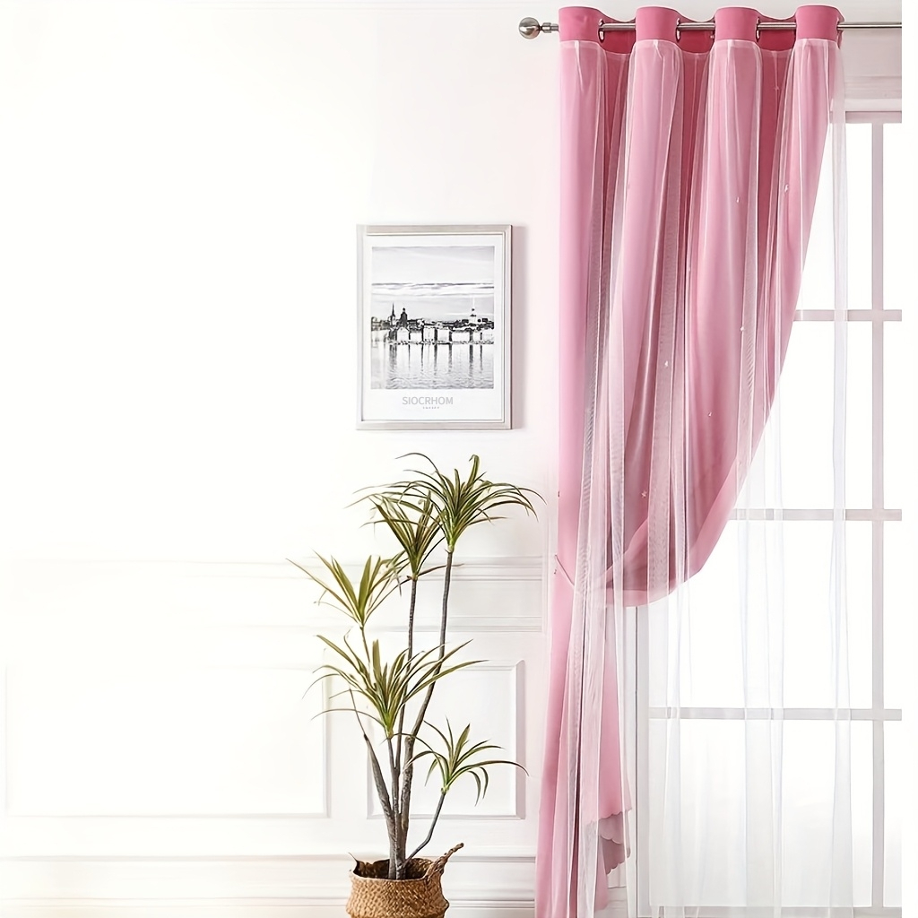 Image of 1 Panel Of Hollow Star Curtains, Designed In A Cooling Style, Perfect For Modern Like The Living Room, Bedroom, Or Study, A Atmosphere