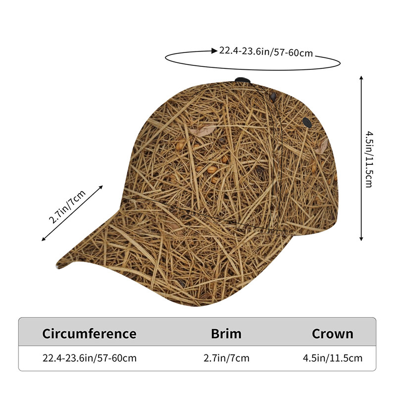 TEMU 1pc Of Baseball Cap Featuring Dry Grass Layer Print - An Adjustable Duckbill Hat, And Activities, Great For Group Gatherings