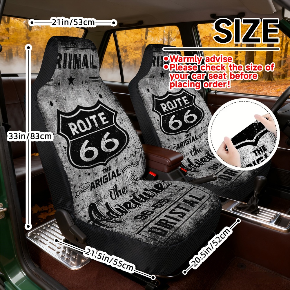 TEMU Set Of 2 Decorative Car Seat Covers Featuring A Adventure Theme, , Machine Washable, And Suitable For Most Vehicle Models, Perfect For Daily Use