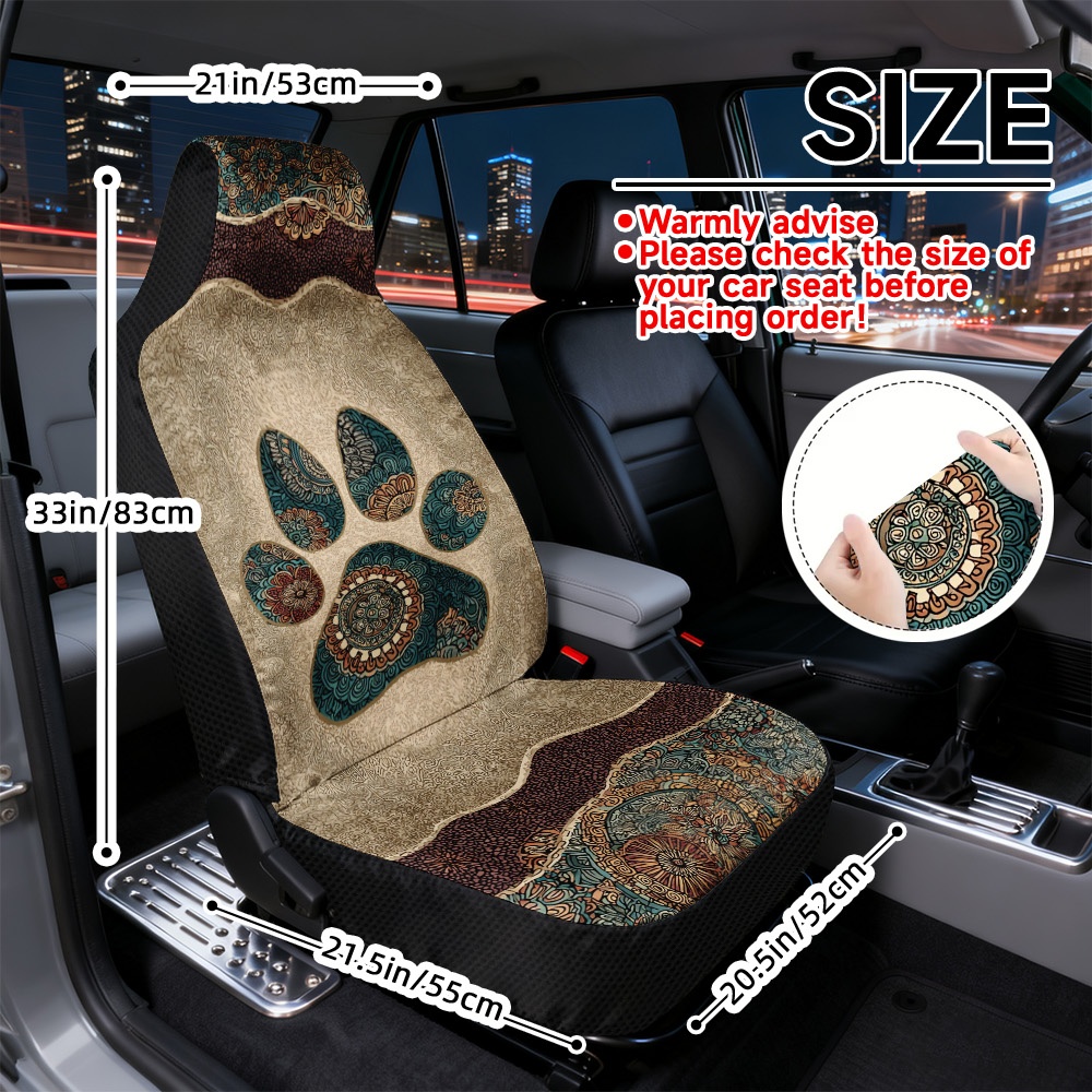 TEMU 2d Flat Printing, 2pcs Car Seat Covers Universal Fit, Durable Car Seat Covers, Paw Design, Soft Seat Covers, , Universal Car Seat Cover,