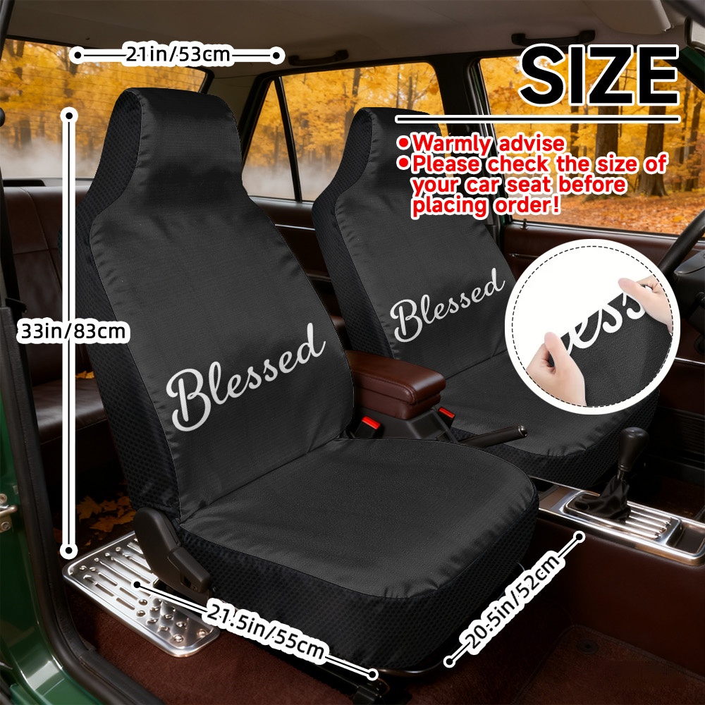 TEMU Set Of Car Seat Covers Featuring A "blessed" Text Design, Designed For Universal Fit. Soft, Covers Are Machine Washable And Perfect For And