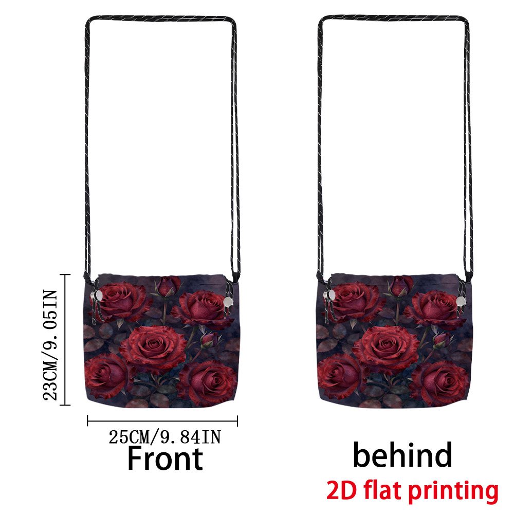 TEMU 1pc Men' Red Rose Floral Crossbody Bag With Adjustable Strap - Vibrant Suitable For Outdoor, Commuting & Bridal Shower Gift, Small Shoulder Bag