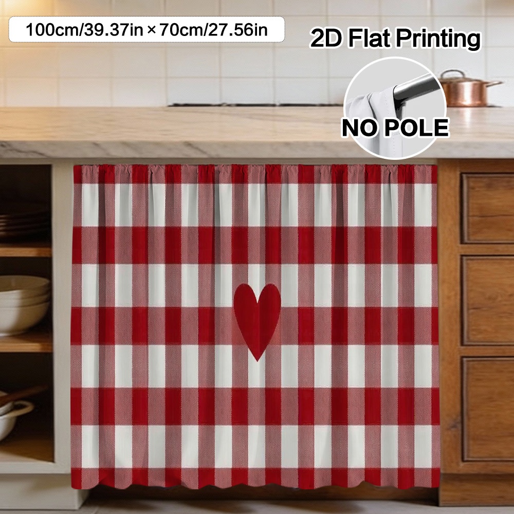 TEMU 2D Flat - 2D Flat - 1 pz di Gingham a Cuore e Decorazione per Armadietti - Realizzata in Poliestere, Facile da Pulire, con Design a per Bastone