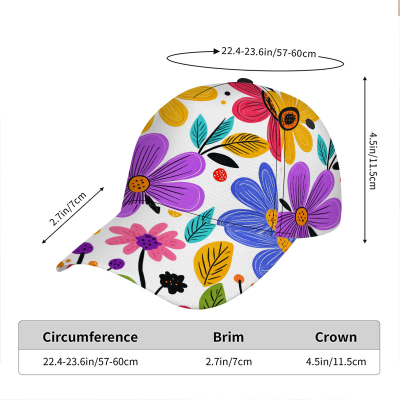 TEMU 1pc Colorful Print Classic Baseball - Stylish Duckbill Hat, Ideal For Daily Wear, Comfortable Adjustable Design, Vacation