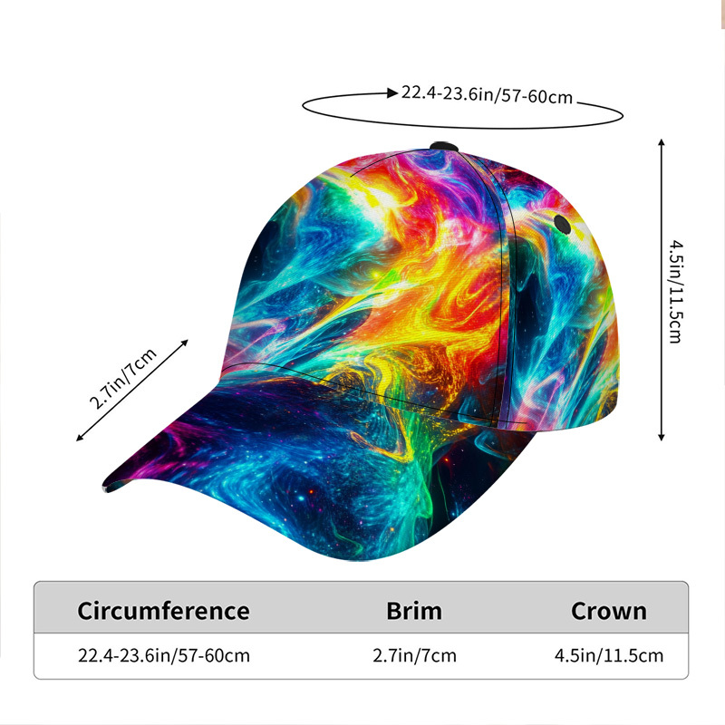 TEMU 1pc Of A Vibrant Abstract Classic Baseball Cap - Lightweight And Duckbill Hat, Featuring An Adjustable Design Use And Travel