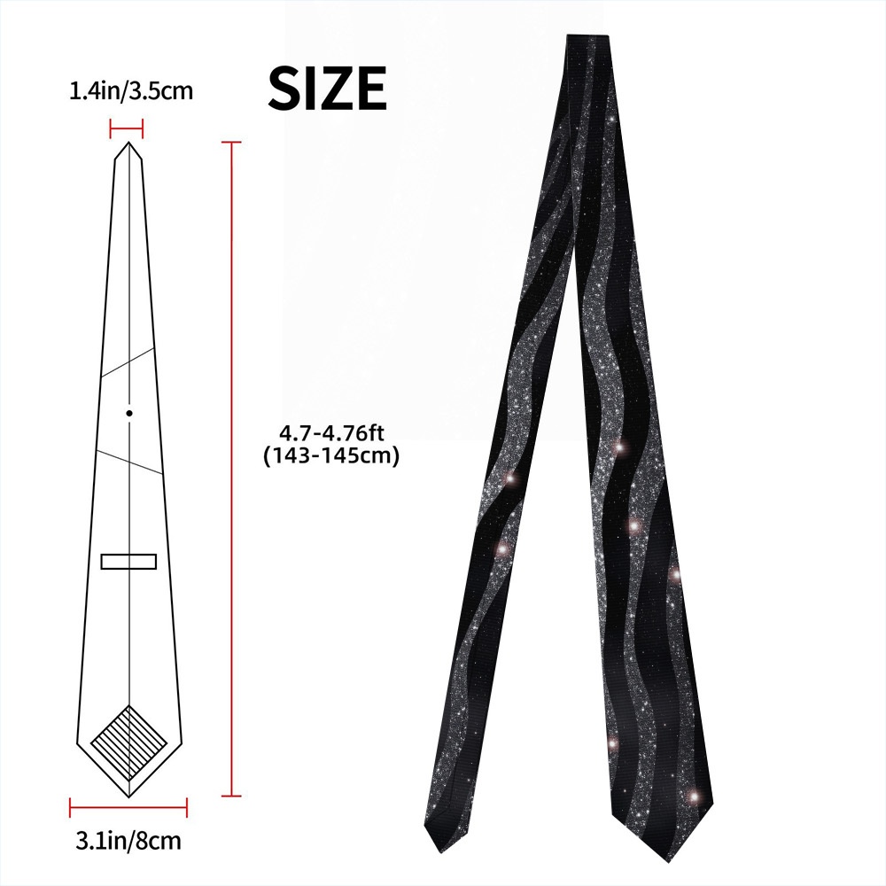 TEMU A Single Stylish And Comfortable Men's Tie Featuring A Glittery Starry Waves Design, Perfect For Banquets, Graduation Ceremonies, And Street