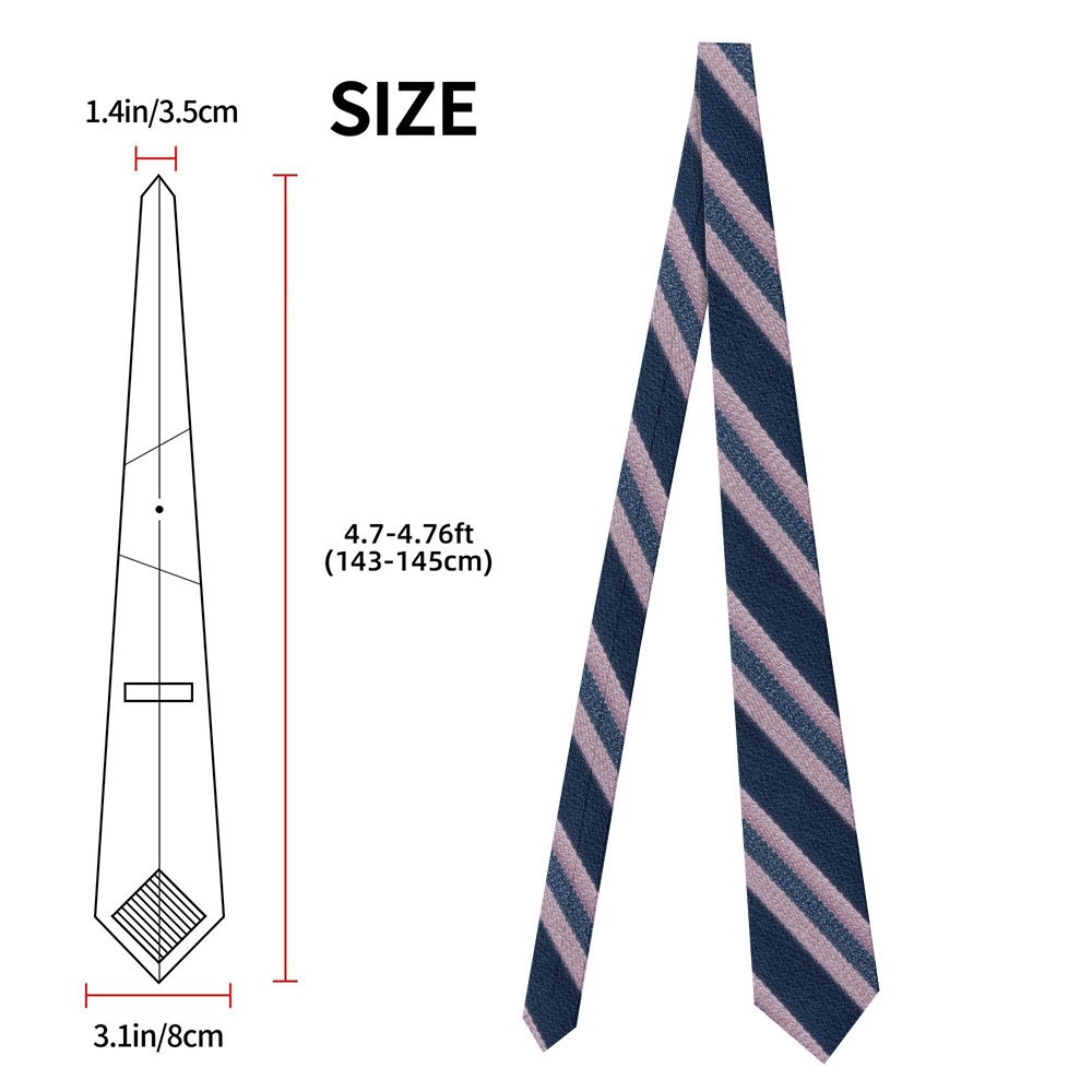 TEMU 1pc Pink & Blue Striped Necktie - Machine Washable Suitable For Wedding Guest, Photo Shoot, Anniversary, Graduation, Christmas - Smooth Texture