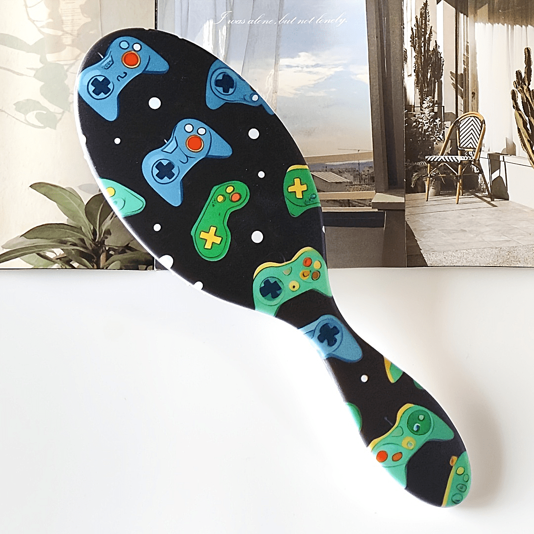 TEMU Green Handle Pattern Themed Oval Air Cushion Comb. Household Cushion Comb, Anti-static. A New, High-quality, And Cheap Hairbrush, Gift!