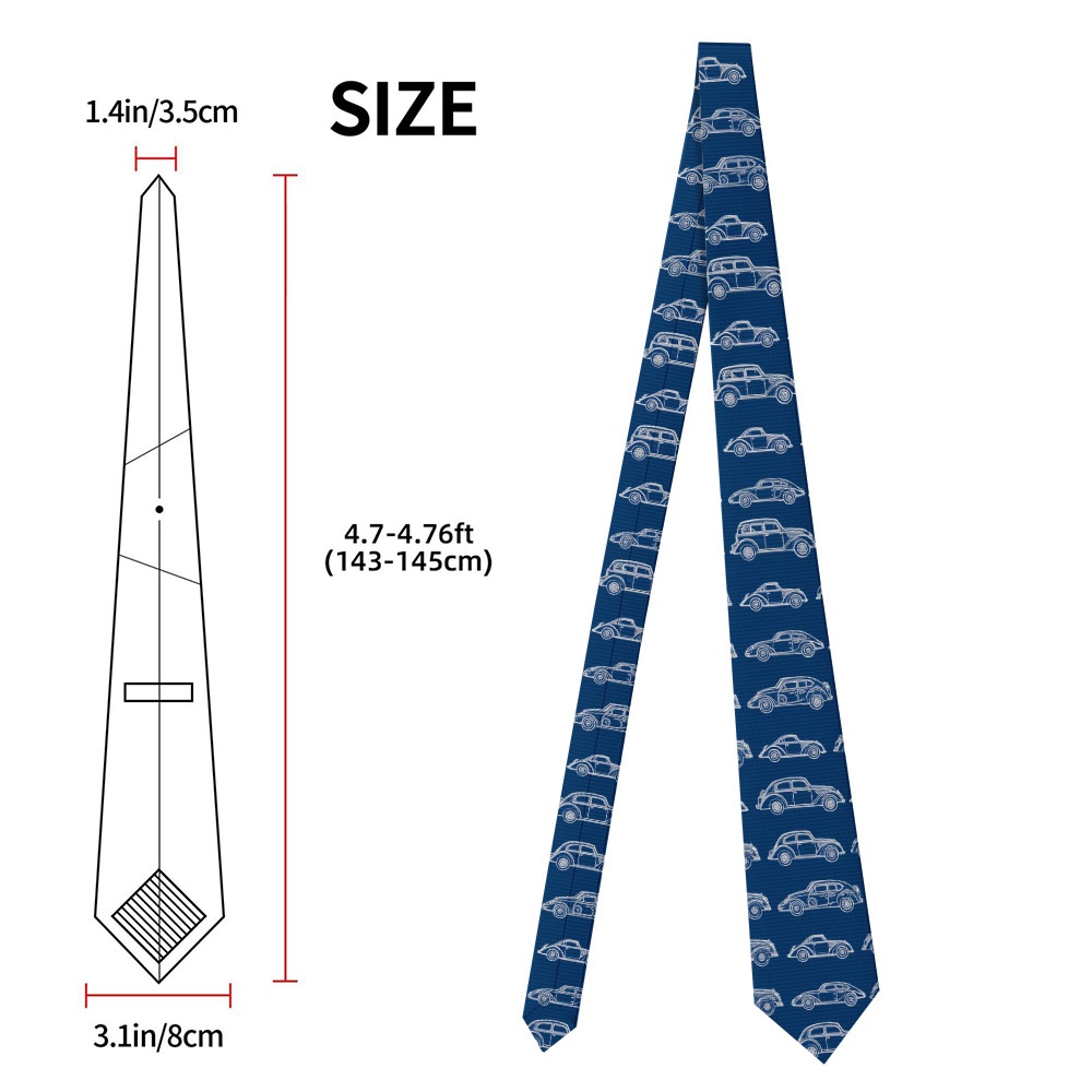 TEMU 1pc Men' Car-themed Necktie Suitable For Father' Day Gifts, Durable Car Print Tie With Vehicle Graphics, Casual & Formal Wear, Easy To Match For