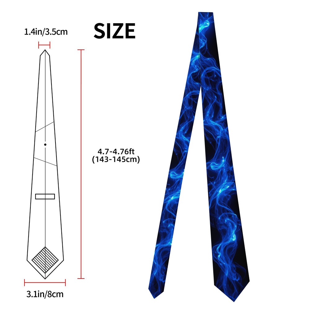 TEMU 2d Flat Printing, 1pc Blue Ethereal Swirls Pattern Necktie, Modern And Trendy Men's Necktie, Ideal For Graduation Ceremony, Formal Dance, And