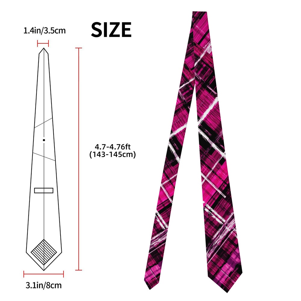 TEMU 1pc Pink Diagonal Stripe Tie - Soft Fabric Suitable For Streetwear, Dinner Parties & Father' Day Gifts, Diagonal Line Necktie For Events,