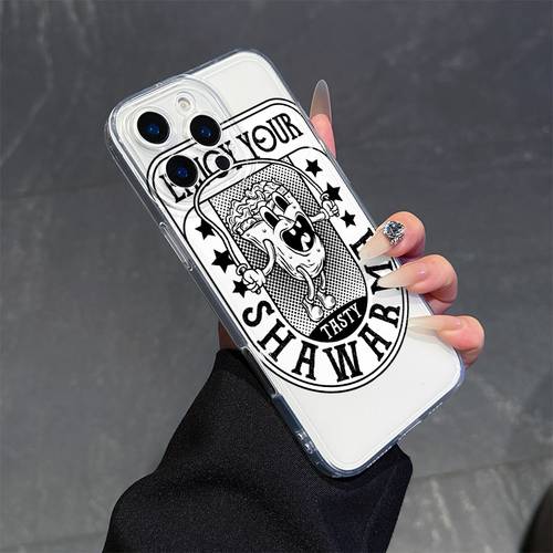 telefoonhoesje - een , schokbestendig, high-definition uv- telefoonhoesje met een ontwerp dat zegt enjoy your shawarma . het is compatibel met iphone 17/16e/16/15/14/13/12/11/8/7 pro/pro max/plus/x/xs/xr/xs max.