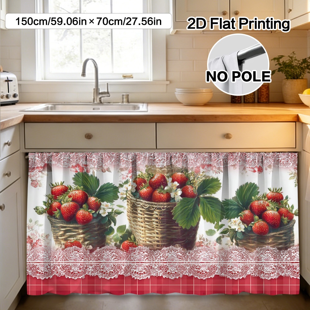 TEMU 2D Plat, (2D Plat) 1 Pièce Paniers à Fraises et Décoration de Rideau & Armoire - Polyester Facile à Nettoyer, Design à Poche pour Tringle pour
