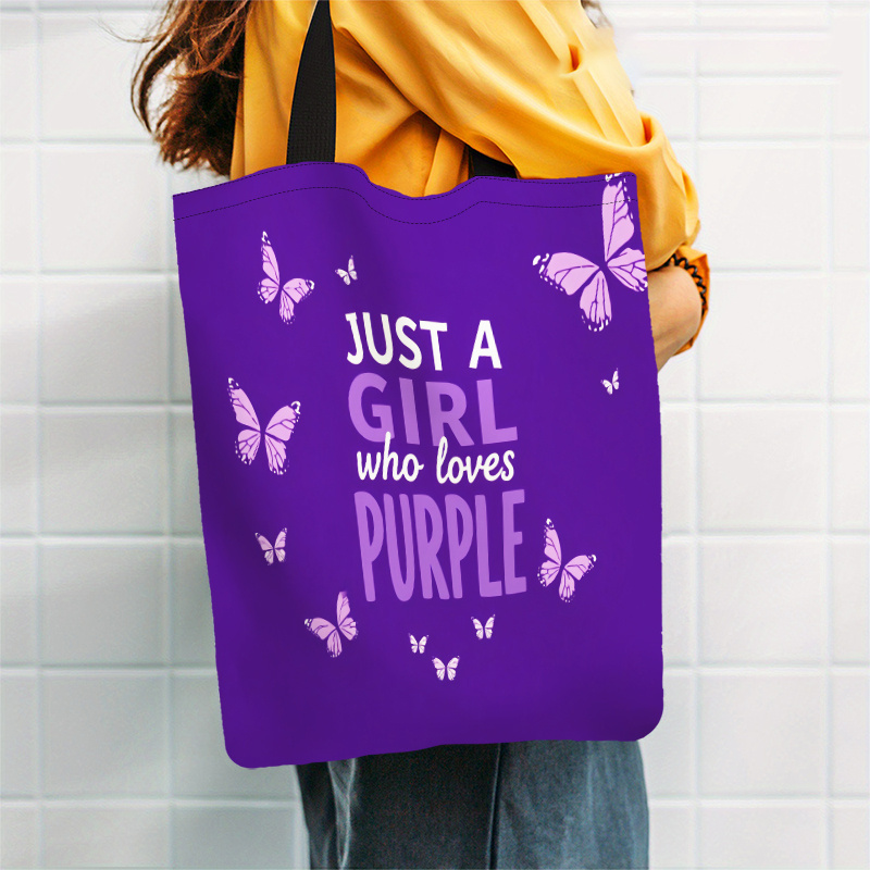 TEMU Single Pack 2d Printed Tote Bag With A Purple Design, A Spacious Handbag With Top Handles, Suitable For Travel And Storage, An Excellent Gift