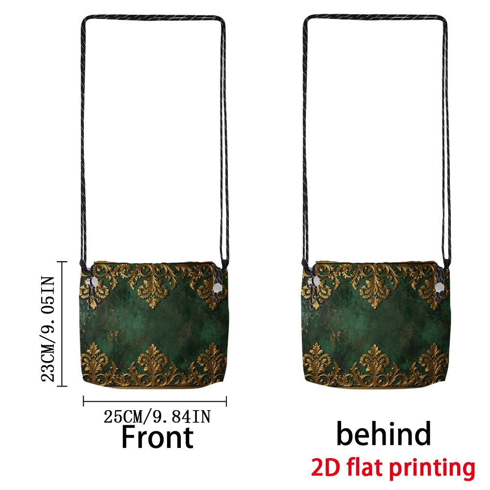 TEMU Bolso Bandolera de Impresión 2D 1pc Verde Dorado Ornamentado con Cordón, Uso Diario para Hombres, , Estilo y Pequeño, Regalo para de Solteros,