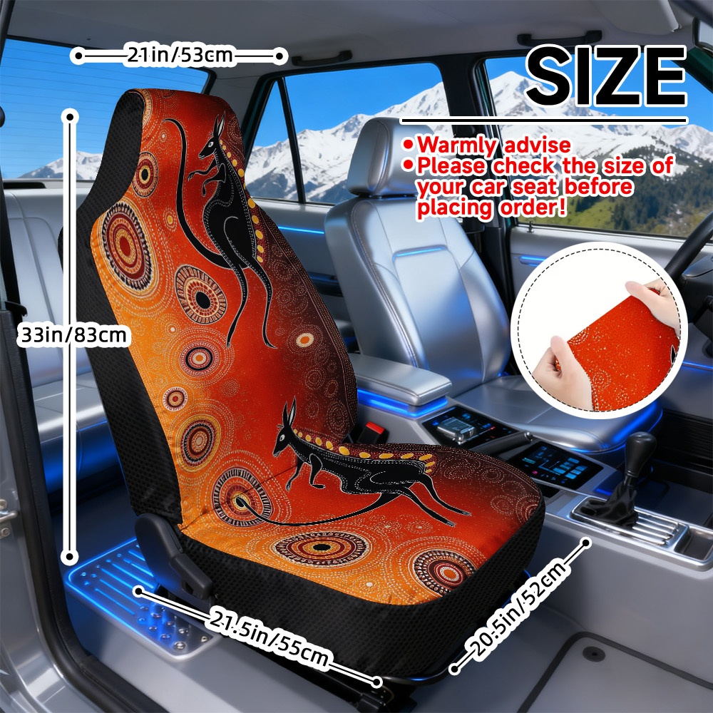 TEMU 2d Flat Printing, 2pcs And Circles Art Print Car Seat Covers, Universal Front Seat, Durable, Comfortable Seat Covers, , Vehicle Interior Seat