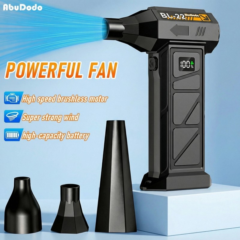 TEMU New Powerful Turbo Fan,portable Snow Blower, Built-in 6000mah High-performance Battery, 9000000rph, , 3pcs Of Air Blowing Nozzles, Abs Material,