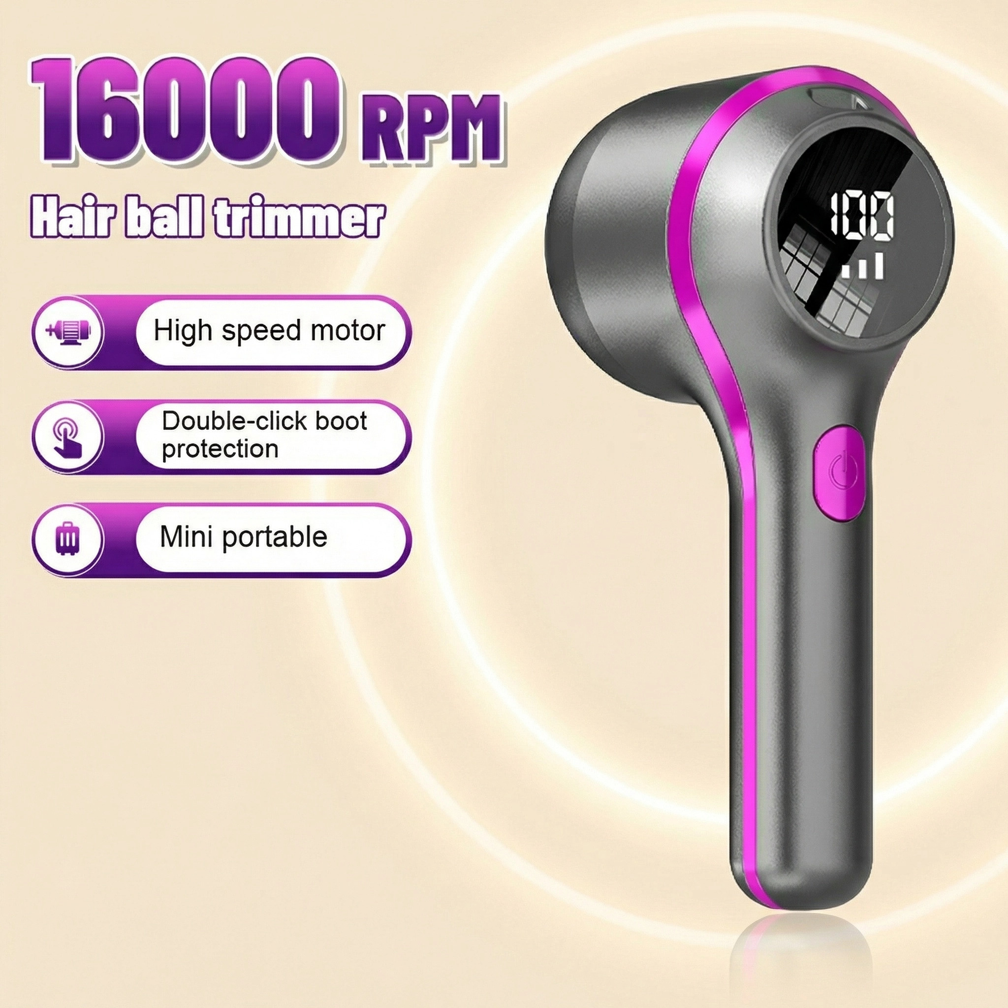 E-shop Neuer, verbesserter tragbarer Fusselentferner für Kleidung, USB-Aufladbar, 16000 U/min Hochgeschwindigkeitsmotor, 800mAh