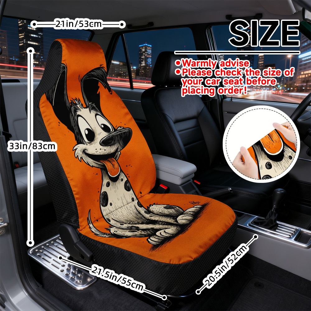 TEMU Coprisedili per auto dimensioni con stampa piatta, set di due coprisedili di misura unica, resistenti e morbidi con un divertente design a tema