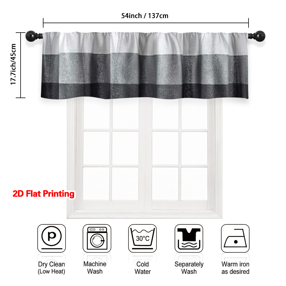 TEMU 2D Plat, 1 pièce Valance de Fenêtre Courte Moderne et Minimaliste avec Semi-Panel - Rayures Gris, Idéale pour Intimité et Décoration, Valance en
