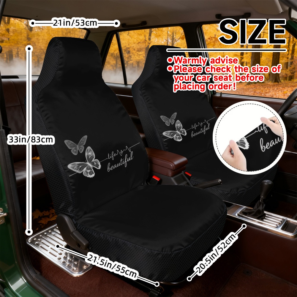 TEMU Stampa 2D Piatta, 2 Pezzi Coprisedili per Auto, Stile a Tema con Cardiaco, Coprisedili Durevoli, Adattabilit� Universale, Facili da Pulire,