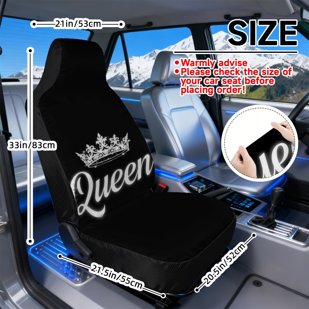 TEMU Universal Car Seat Cover, Sturdy And Elegant Design With Crown And Queen Pattern, To , Fits Most Vehicles