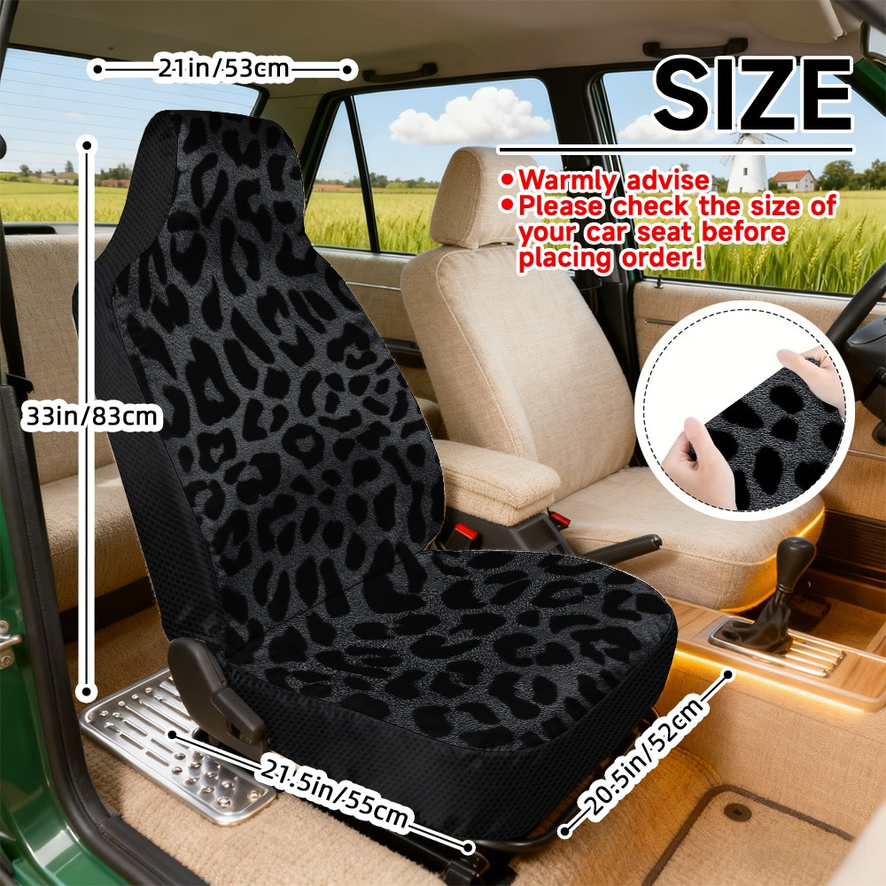 E-shop 2D Flachdruck, 2 Stück Schwarze Leopardenmuster Autositzbezüge, Universelle Passform, Bequeme Autositzbezüge, Maschinenwaschbar, für