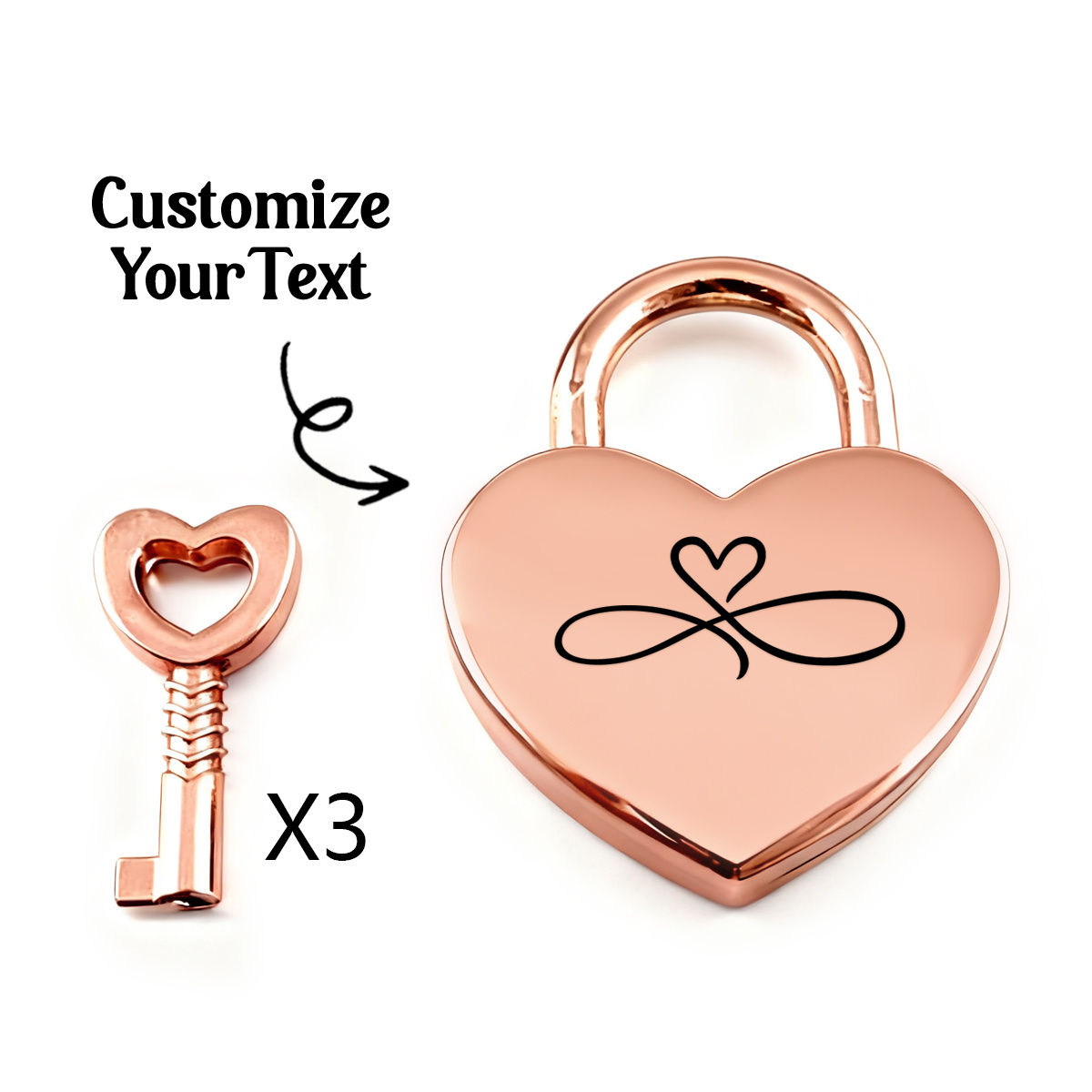 Infinity Heart Lock Customized Love Padlock for Engagements