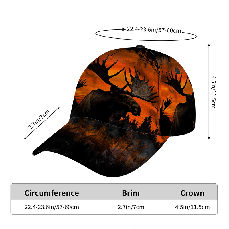 TEMU 1pc Of Wildlife Silhouette Printed Classic Baseball - Adjustable Duckbill Hat, Great For Everyday And Activities, Perfect For Group Gatherings