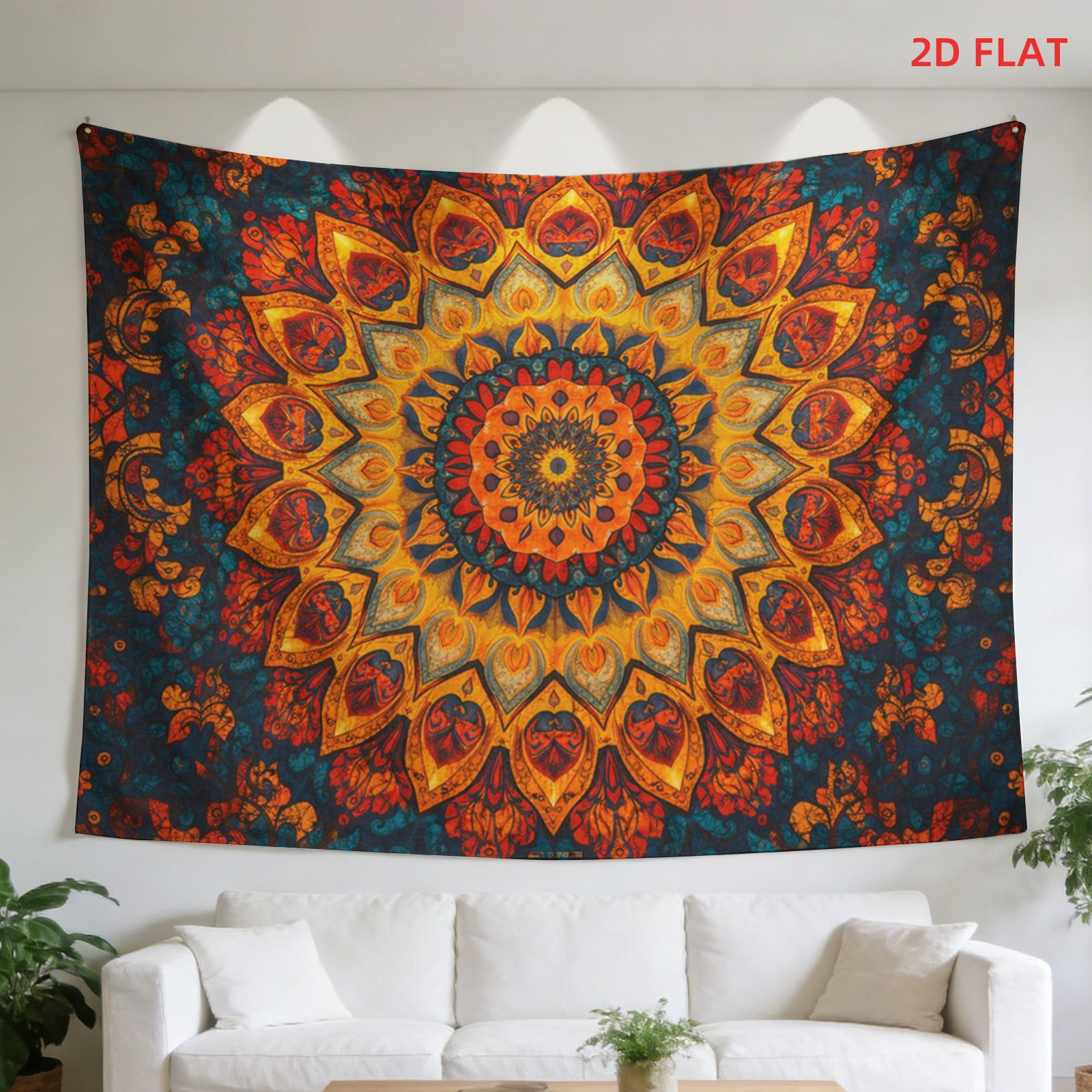 2d flat 2d flat a large tapestry featuring a colorful mandala with intricate designs and vibrant colors   decorating walls in bedrooms living rooms meditation spaces offices