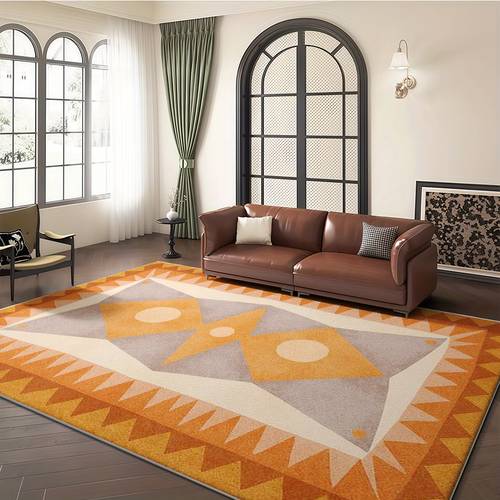 velvet rug with non slip polypropylene backing vintage large oversized geometric pattern warm tones diamond and combination suitable for bedroom kitchen room gift and home decor