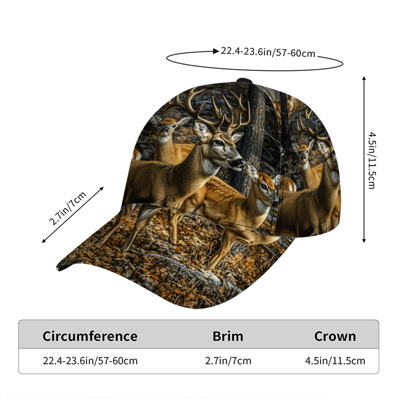 TEMU 1 casquette de baseball avec motif de cerfs rassemblés d'automne - un chapeau à bec de canard tendance, parfait pour un usage , avec une taille