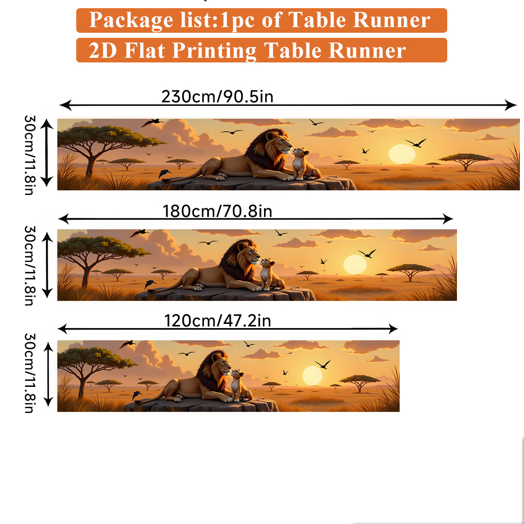 TEMU Nappe de Table Imprimée 2D 1pc, avec Lion et Lionceau, Nappe Rectangulaire, Décoration de Table pour Fêtes, Décoration de Maison & Cuisine,