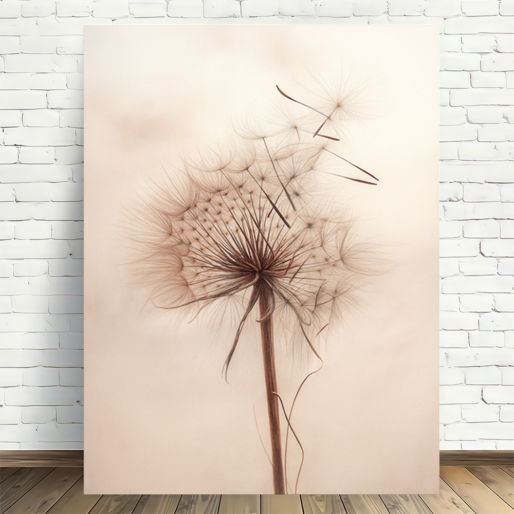 TEMU 2d Flat, 2d Flat, 2d Flat A Single Piece Of Modern Retro Frameless Canvas Art Featuring A Dandelion , Printed With High Quality, Perfect For And