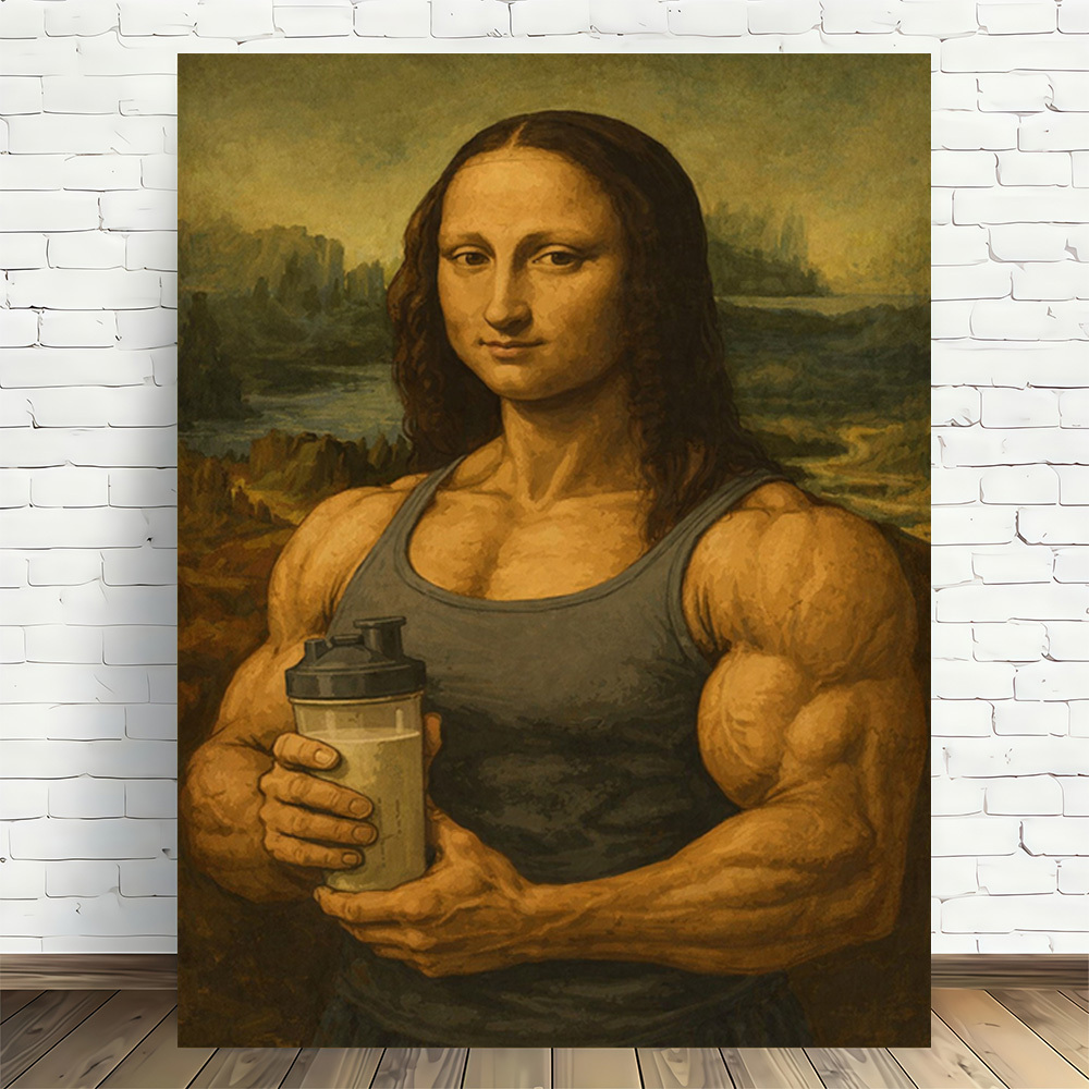 TEMU 2d Flat, 2d Flat, 2d Flat 1pc Muscle Modern Retro Frameless Canvas Wall Quality Printed Poster For And Office Decoration Christmas Home Decor