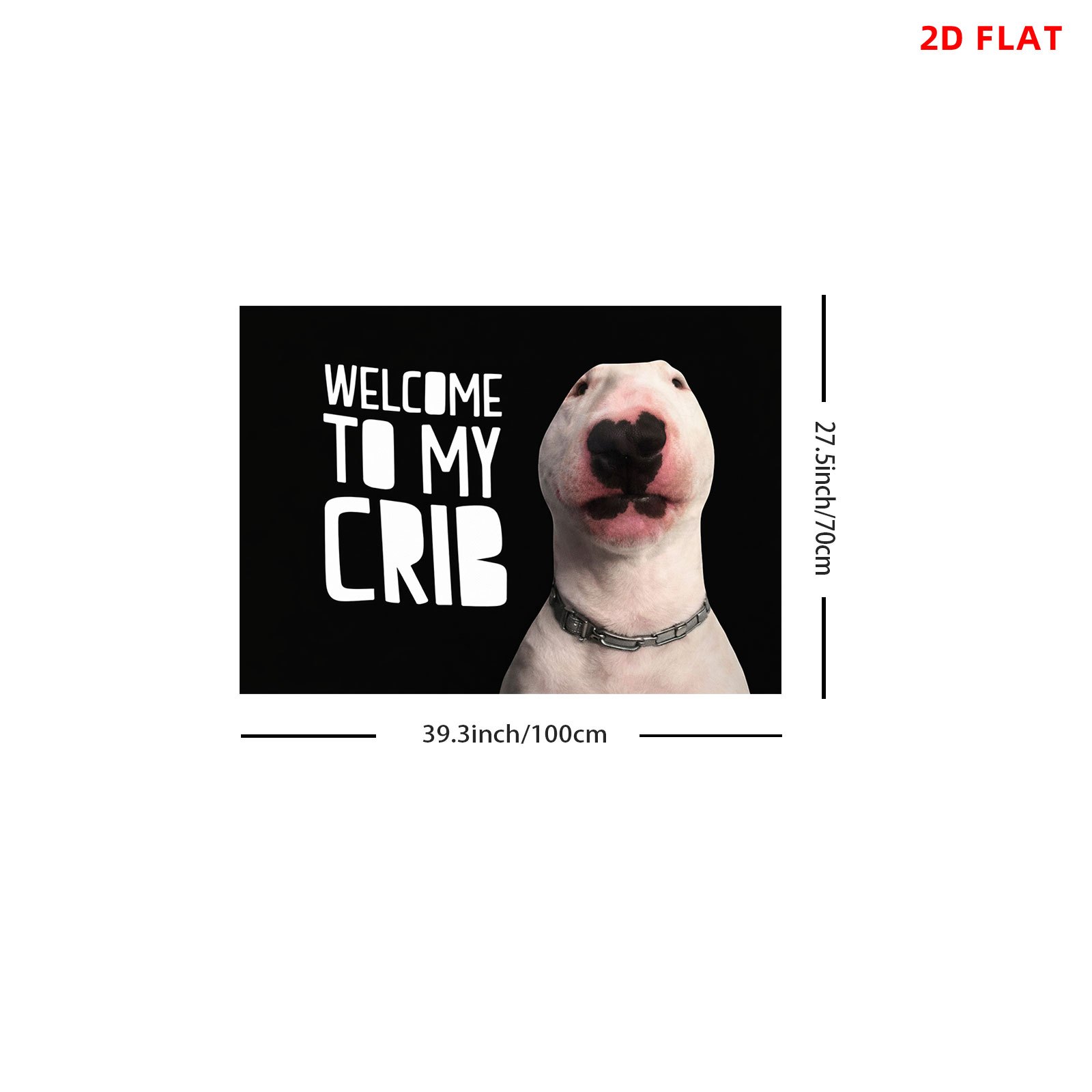 TEMU 2d Flat, [2d Flat Printing] 1 Large Size Pattern Printing Tapestry- Bull Terrier, Welcome To , , Black Background, Text Overlay, Room Wall