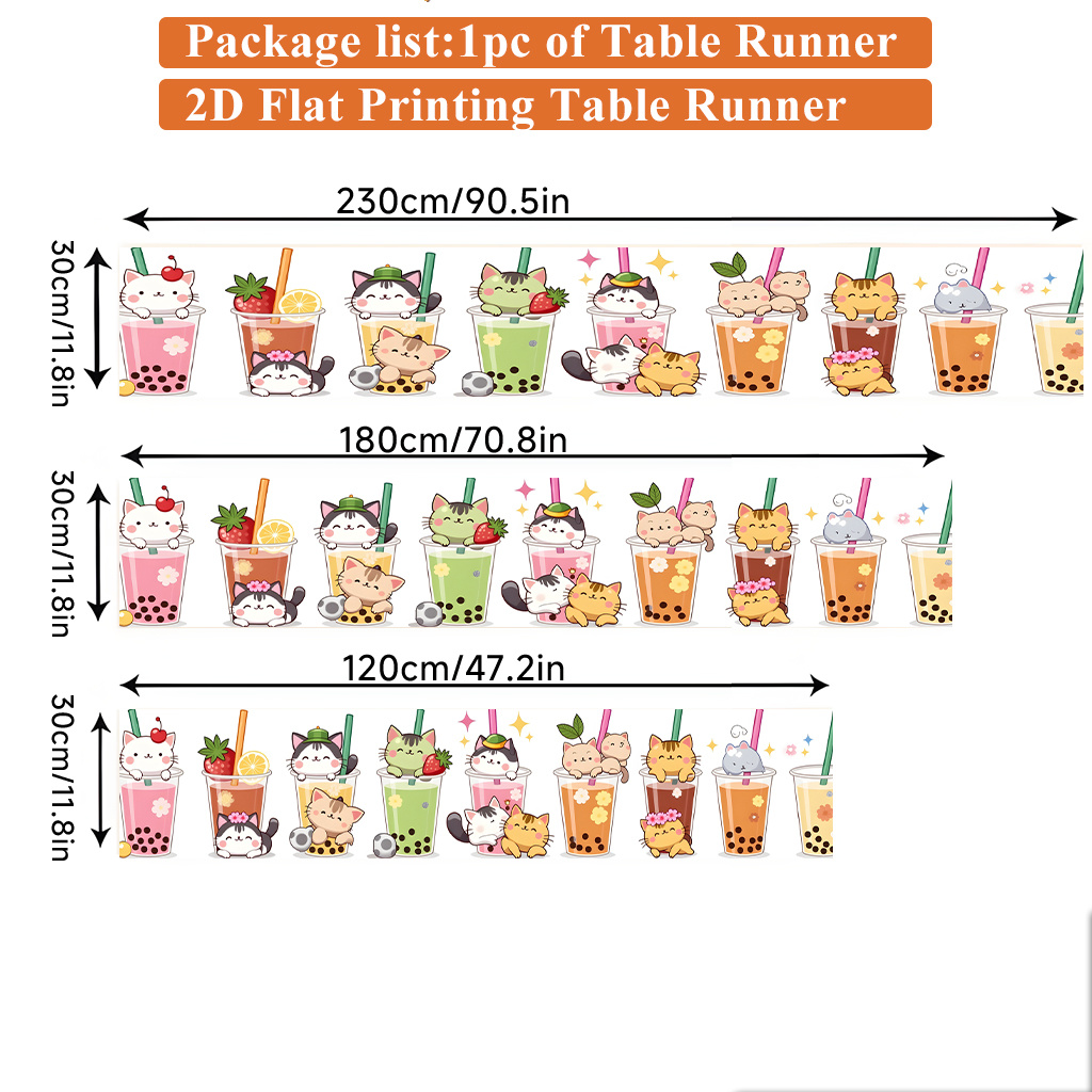 TEMU Nappe de Table Imprimée 2D 1pc, Nappe Rectangulaire Chats Jouant au Bubble Tea, Décoration de Table pour Fêtes, Décoration de Maison & Cuisine,