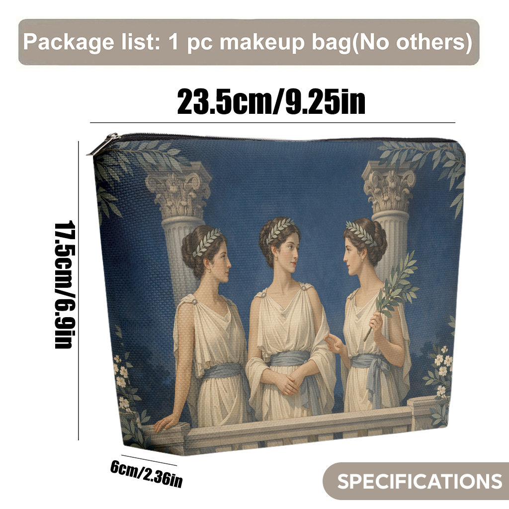 TEMU 1 ud. Neceser de Maquillaje Estilo Vestido Antiguo | Lino, Plegable y Portátil, Cierre de Cremallera, Adecuado para Viajes y Uso Diario, Regalo