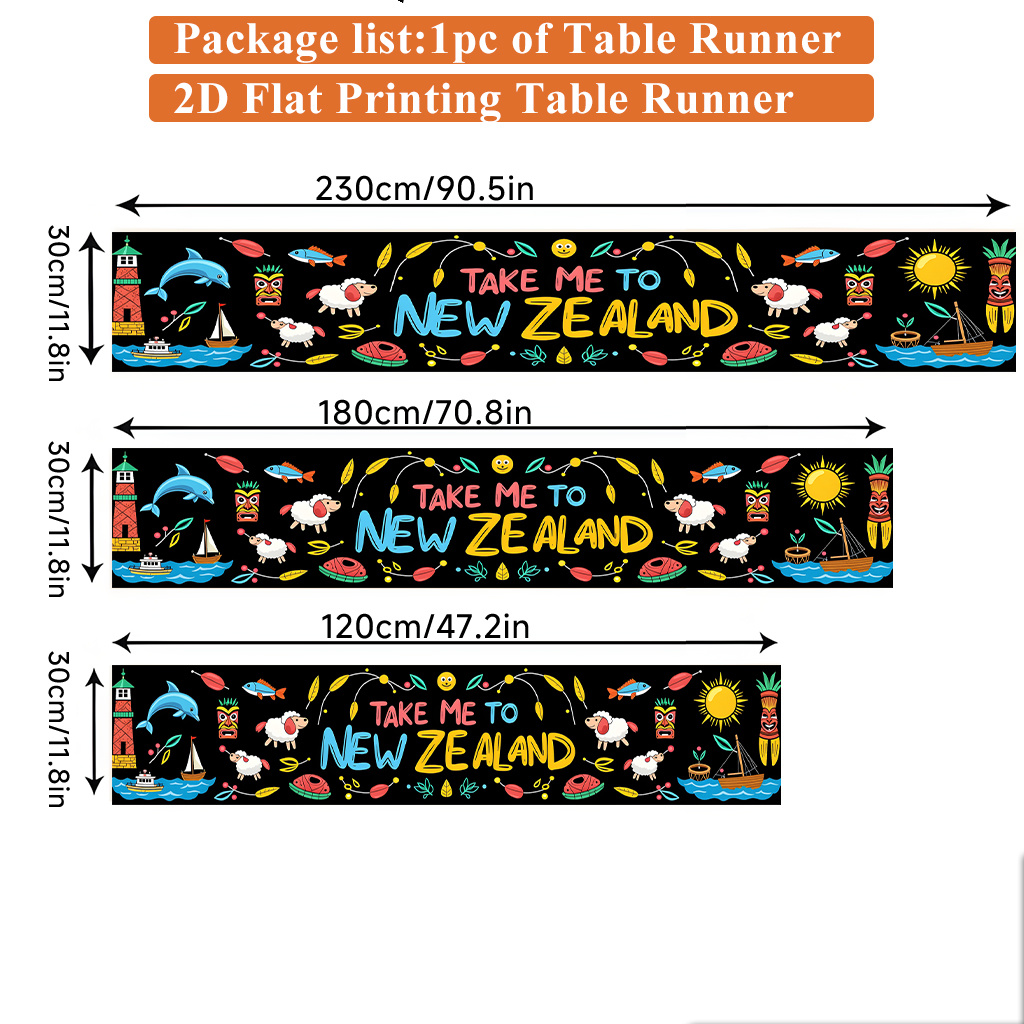 TEMU 2d Flat Printing Table Runner 1pc, To New Zealand Rectangular Table Runner, Holiday Table Decoration Home & Kitchen Dining Decor, Table